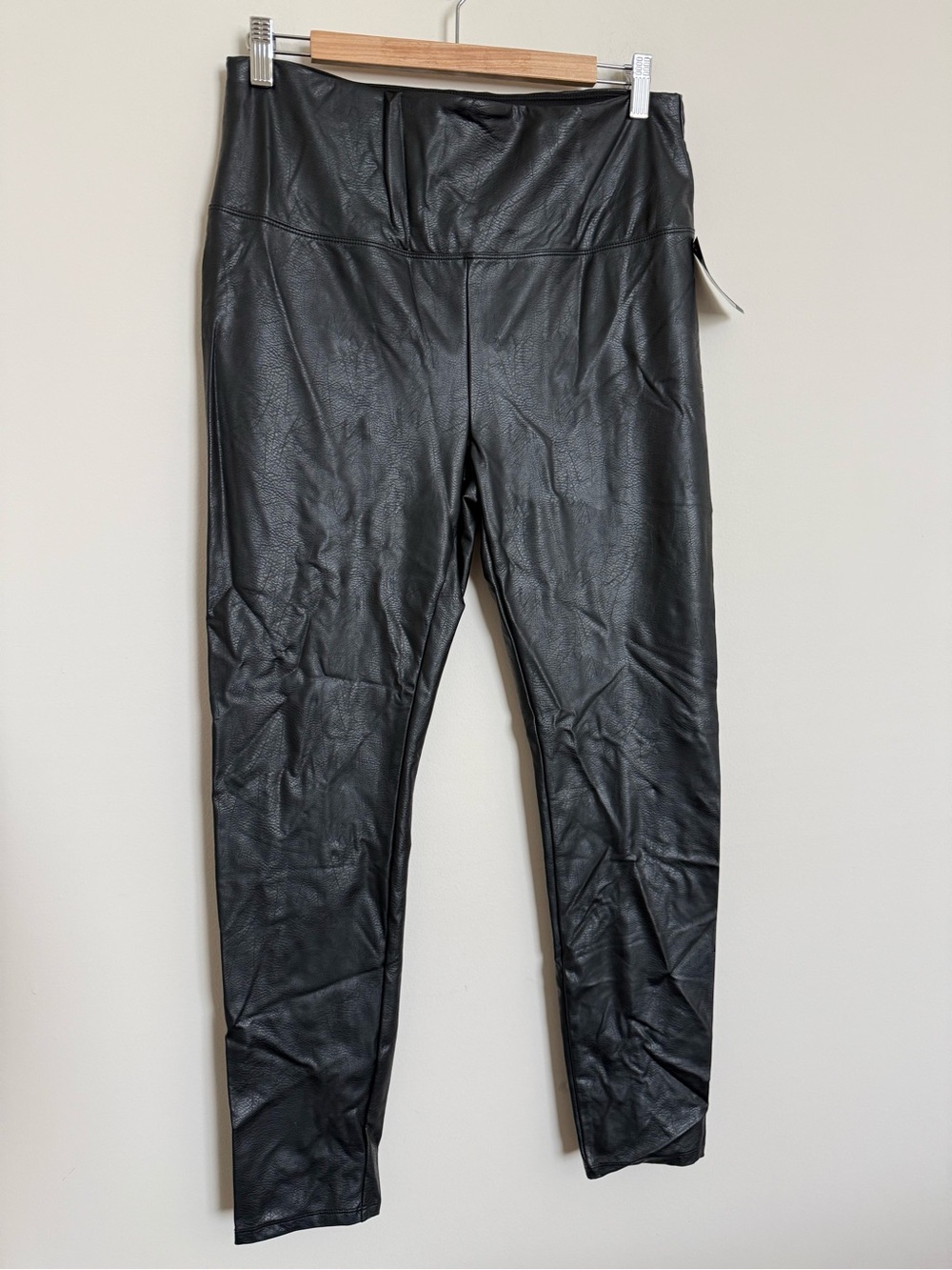 Lysse NY Black Faux Leather High Waist Leggings XL Stretch Pull On Pants